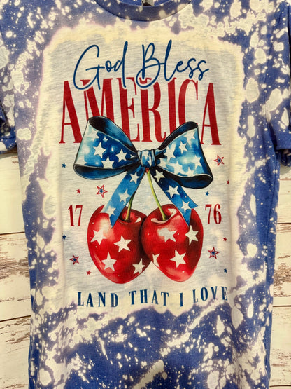 God Bless America - Bleached T-Shirt - Adult T-Shirt - Adult Small