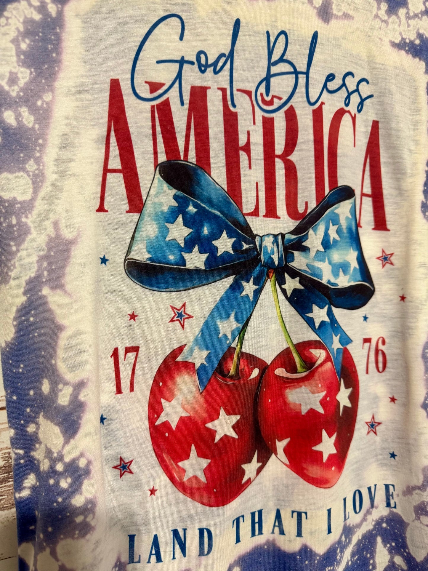 God Bless America - Bleached T-Shirt - Adult T-Shirt - Adult Small