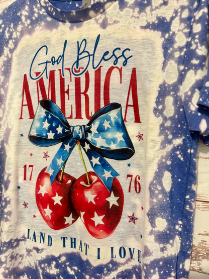 God Bless America - Bleached T-Shirt - Adult T-Shirt - Adult Small