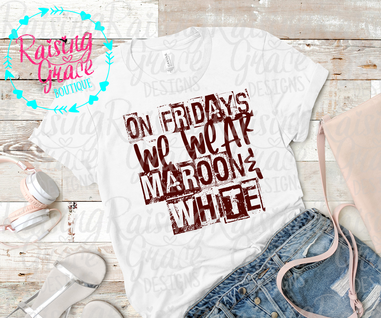 On Fridays We Wear Maroon & White - T-Shirt - Adult