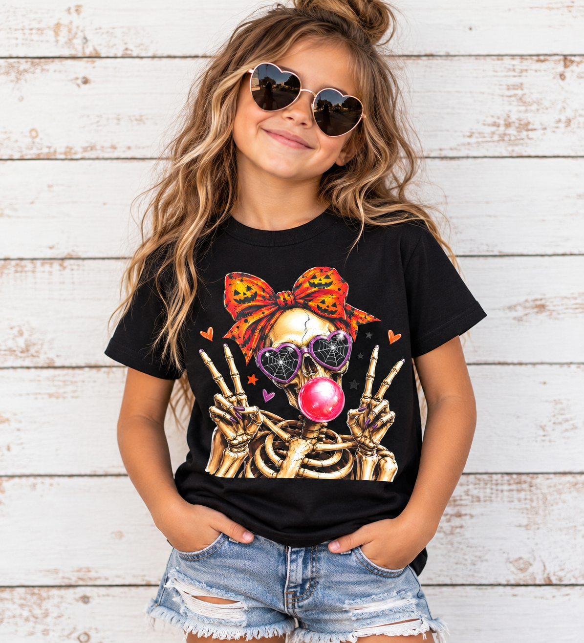 Spooky Girl Skeleton Graphic Tee – Youth