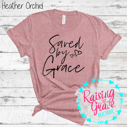Saved By Grace Graphic T-Shirt | Faith Based Graphic Tee | Christian Inspirational Shirt | Boutique Faith Tee | Scripture Inspired Shirt