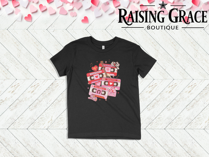 Western Valentine Cassette Youth Tee | Valentine’s Kids Graphic Shirt