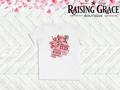 Western Valentine Cassette Youth Tee | Valentine’s Kids Graphic Shirt