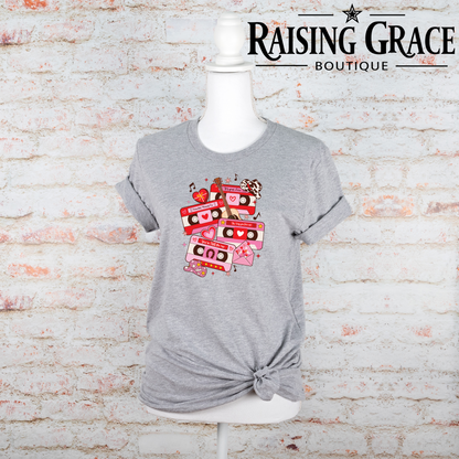 Western Valentine Cassette T-Shirt | Adult Graphic Valentine’s Tee