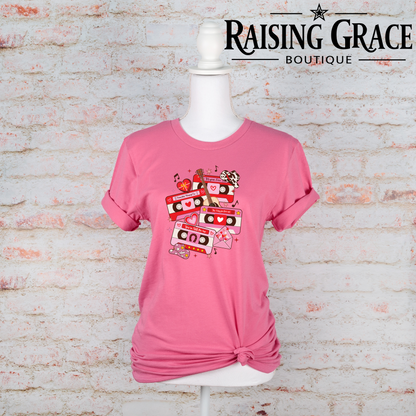 Western Valentine Cassette T-Shirt | Adult Graphic Valentine’s Tee