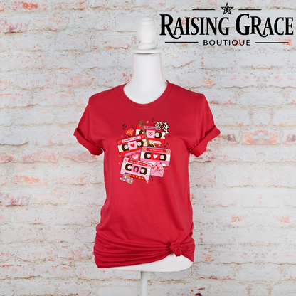 Western Valentine Cassette T-Shirt | Adult Graphic Valentine’s Tee
