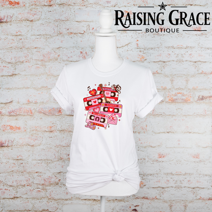 Western Valentine Cassette T-Shirt | Adult Graphic Valentine’s Tee