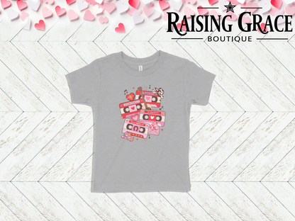 Western Valentine Cassette Toddler Tee | Cute Valentine’s Kids Shirt