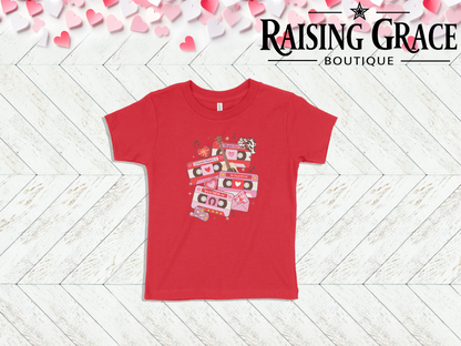 Western Valentine Cassette Toddler Tee | Cute Valentine’s Kids Shirt
