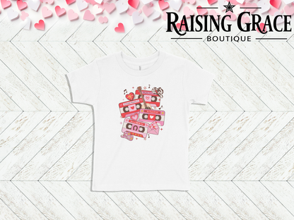Western Valentine Cassette Toddler Tee | Cute Valentine’s Kids Shirt