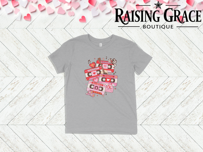 Western Valentine Cassette Youth Tee | Valentine’s Kids Graphic Shirt