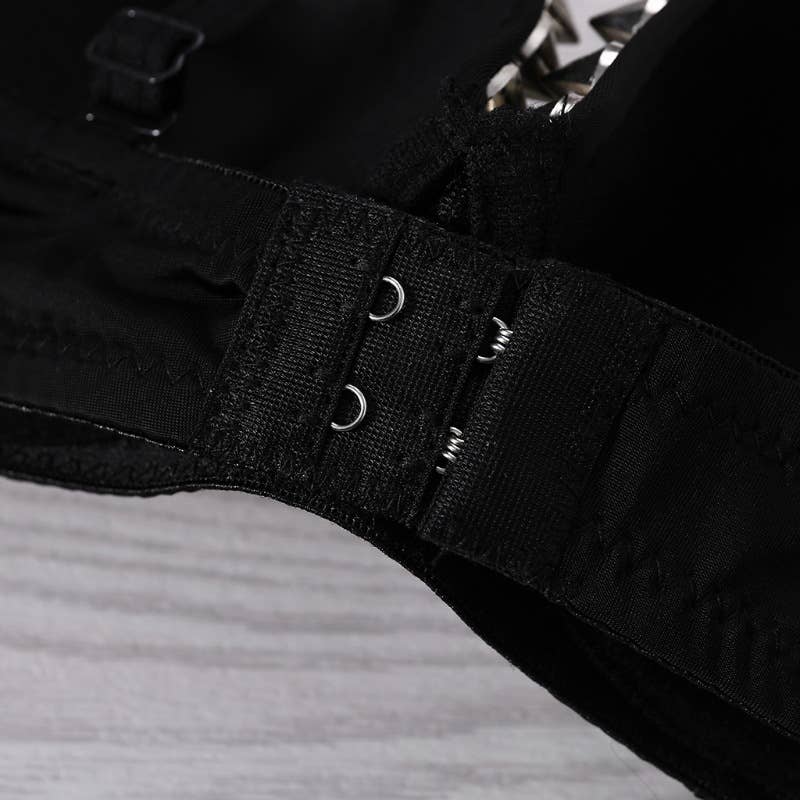 Punk Sexy Rivet Women's Bra: Black / XL