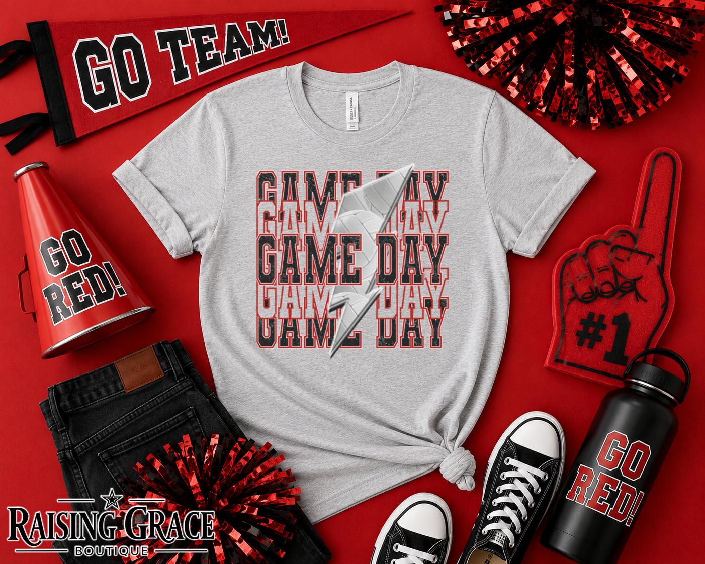 Game Day Volleyball Graphic T-Shirt | Black and Red Volleyball Tee | Sports Mom Shirt | Boutique Game Day Graphic Tee | Volleyball Season Shirt