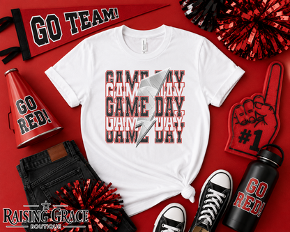 Game Day Volleyball Graphic T-Shirt | Black and Red Volleyball Tee | Sports Mom Shirt | Boutique Game Day Graphic Tee | Volleyball Season Shirt