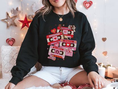Western Valentine Cassette Sweatshirt | Adult Cozy Graphic Sweatshirt