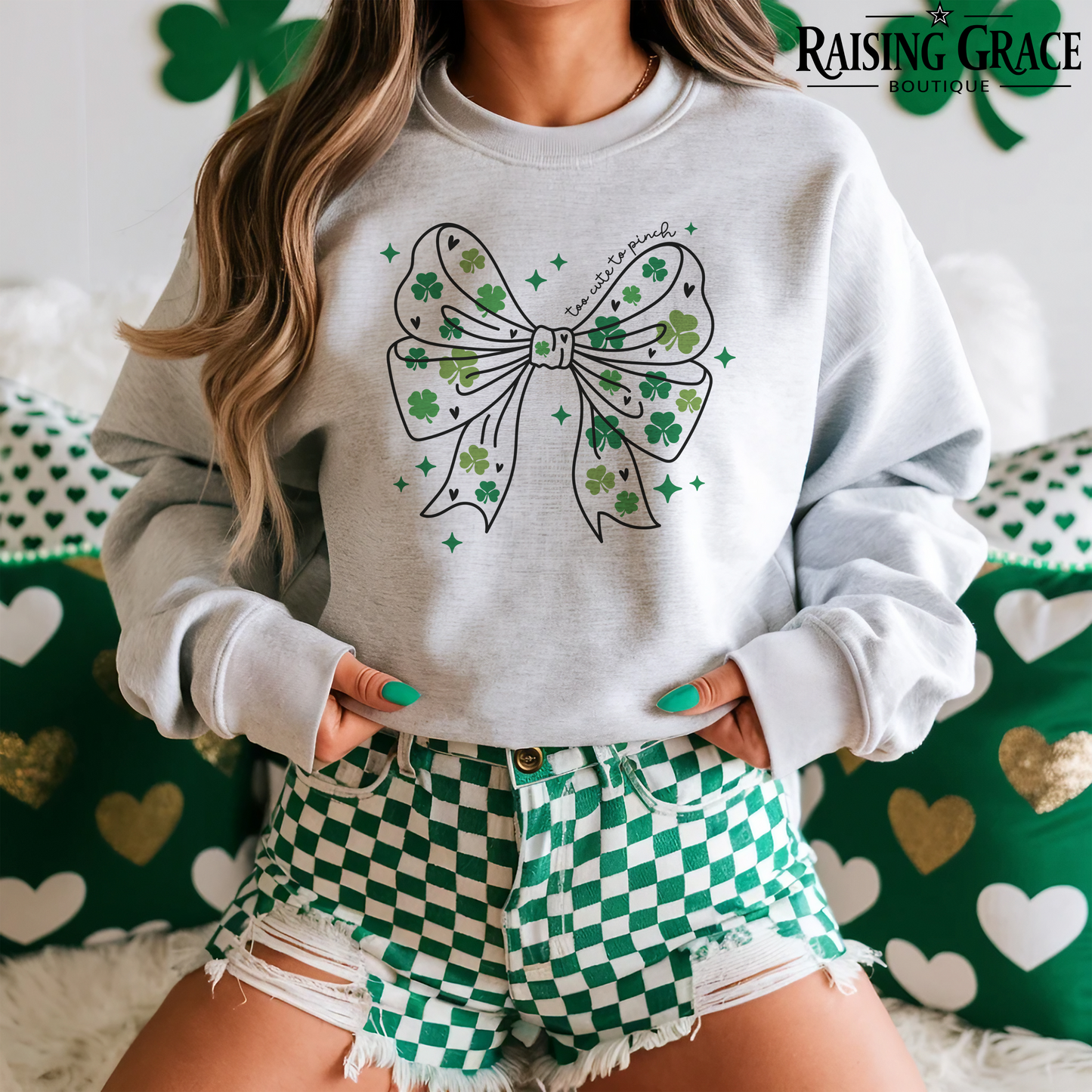 Shamrock Bow - St. Patrick's Day - Adult Sweatshirt