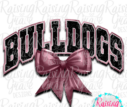 Bulldogs With Maroon Coquette Bow T-Shirt | Comfort Colors Adult Spirit Tee