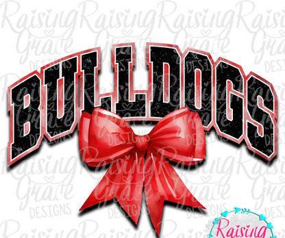 Bulldogs With Red Coquette Bow T-Shirt | Comfort Colors Adult Spirit Tee