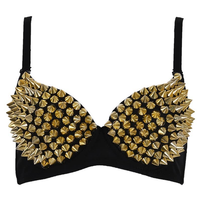 Punk Sexy Rivet Women's Bra: Black / XL