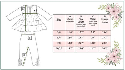 Kids Rust Button 3 Tiered Fall Ruffle Legging Set: 3/4