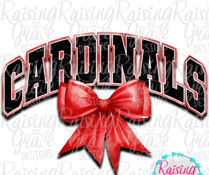 Cardinals With Red Coquette Bow T-Shirt | Comfort Colors Adult Spirit Tee