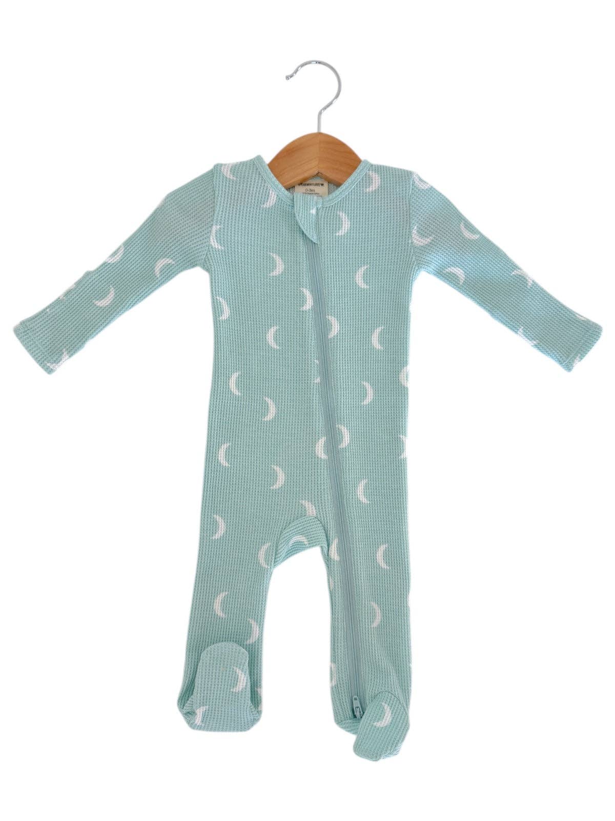 Organic Waffle 2-Way Zip Footie, Light Blue Moon: 0 - 3 mo.