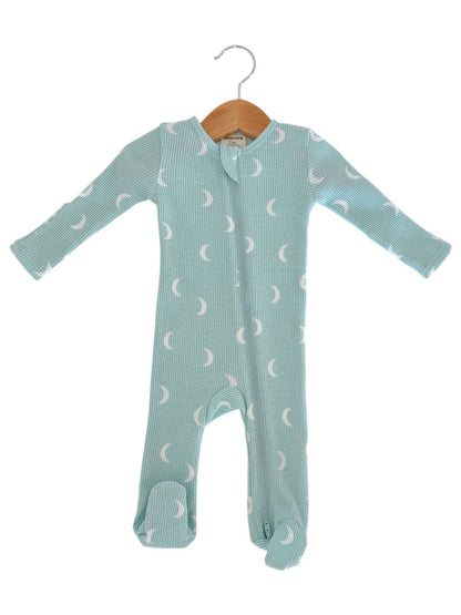 Organic Waffle 2-Way Zip Footie, Light Blue Moon: 0 - 3 mo.