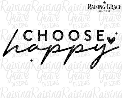 Choose Happy Graphic T-Shirt | Inspirational Quote Tee | Boutique Positive Shirt | Minimalist Graphic Tee | Everyday Motivational Tee
