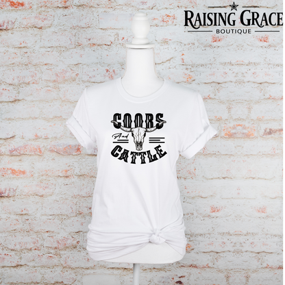 Coors And Cattle Graphic T-Shirt | Western Graphic Tee | Cowgirl Rodeo Shirt | Boutique Western Tee | Country Concert Shirt