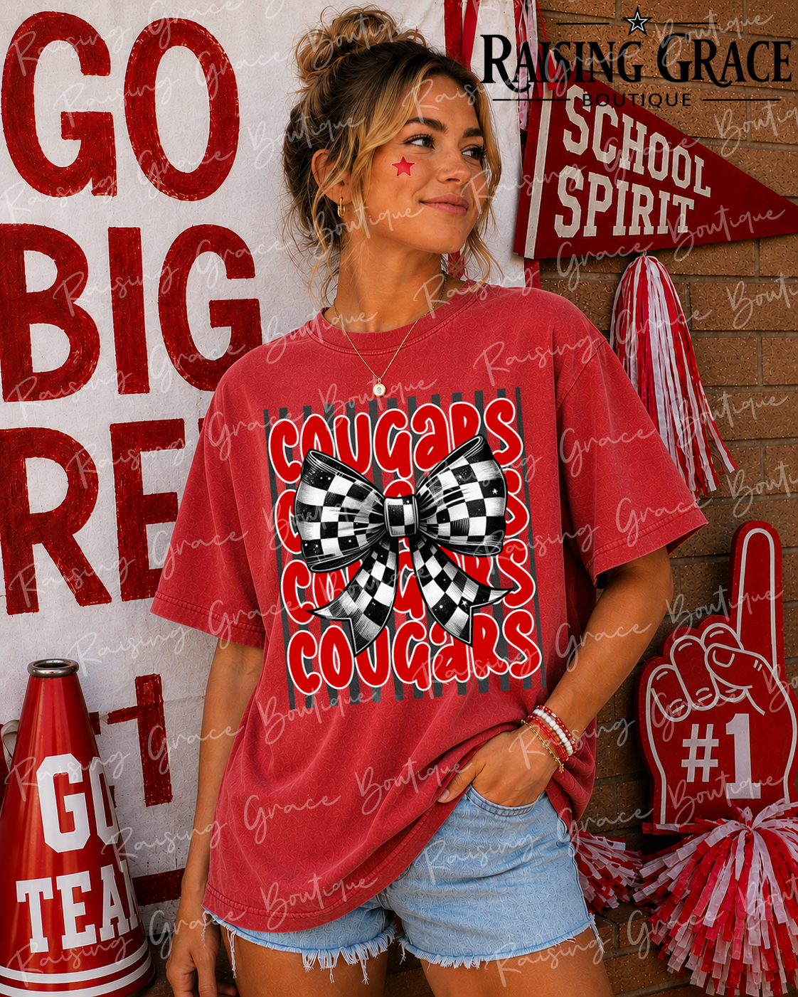 Cougars Spirit Shirt, Cougar Pride Tee, School Spirit Shirt, Game Day Shirt, Cougar Mom Shirt, Red Black White Spirit Wear