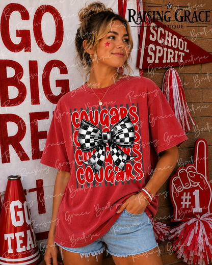Cougars Spirit Shirt, Cougar Pride Tee, School Spirit Shirt, Game Day Shirt, Cougar Mom Shirt, Red Black White Spirit Wear