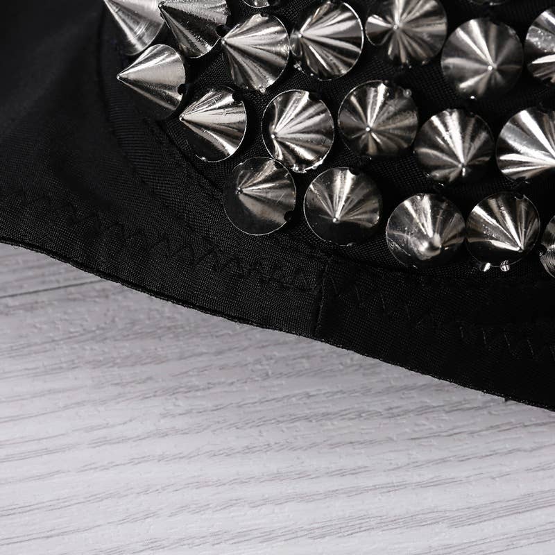 Punk Sexy Rivet Women's Bra: Black / XL