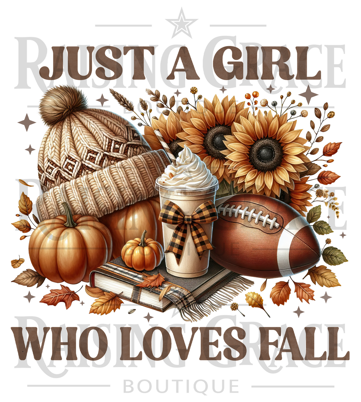 Just a Girl Who Loves Fall Shirt, Fall Graphic Tee, Football and Pumpkin Spice T-Shirt, Cozy Autumn Shirt, Sunflower Fall Tee for Women