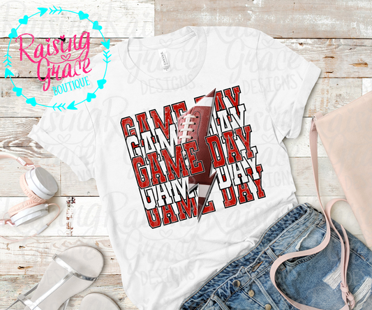 Game Day - Football - Red and Black - T-Shirt - Adult