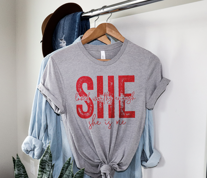 She Is Me Inspirational Graphic T-Shirt | Faith Based Graphic Tee | Boutique Inspirational Tee | Motivational Graphic Shirt - She Is Me Inspirational Graphic T-Shirt| Boutique Inspirational Tee