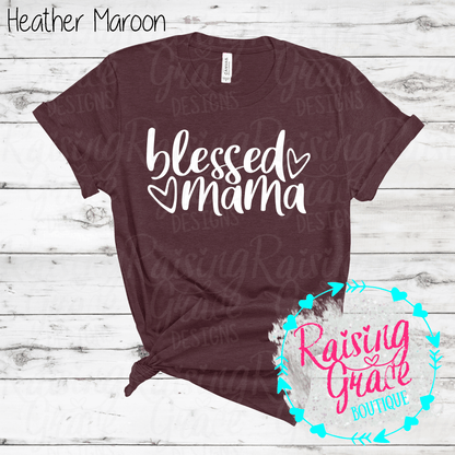 Blessed Mama Graphic T-Shirt | Faith Based Mama Tee | Christian Mom Shirt | Boutique Mama Graphic Tee | Inspirational Mom Shirt