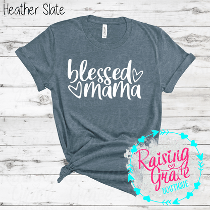 Blessed Mama Graphic T-Shirt | Faith Based Mama Tee | Christian Mom Shirt | Boutique Mama Graphic Tee | Inspirational Mom Shirt