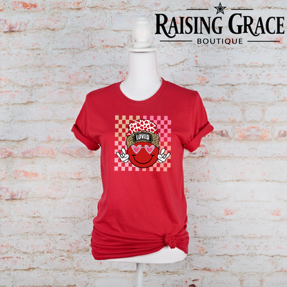 Loved Smiley Face Valentine’s T-Shirt | Adult Graphic Tee
