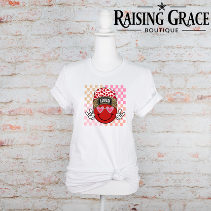 Loved Smiley Face Valentine’s T-Shirt | Adult Graphic Tee
