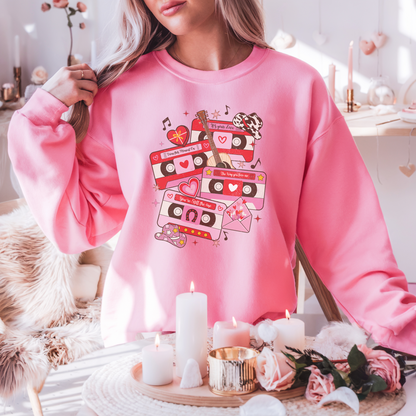 Western Valentine Cassette Sweatshirt | Adult Cozy Graphic Sweatshirt