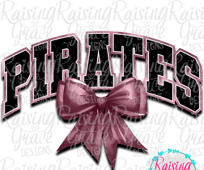 Pirates With Maroon Coquette Bow T-Shirt | Comfort Colors Adult Spirit Tee