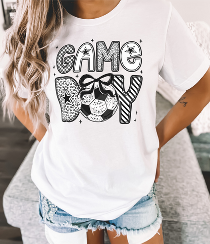 Game Day Soccer Graphic T-Shirt | Soccer Mom Tee | Sports Graphic Tee | Boutique Soccer Shirt | Checkered Game Day Tee