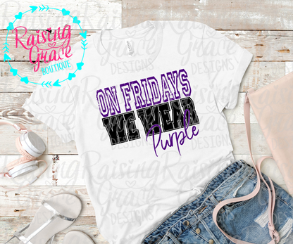 On Fridays We Wear Purple & White Plain T-Shirt | Game Day & Spirit Tee