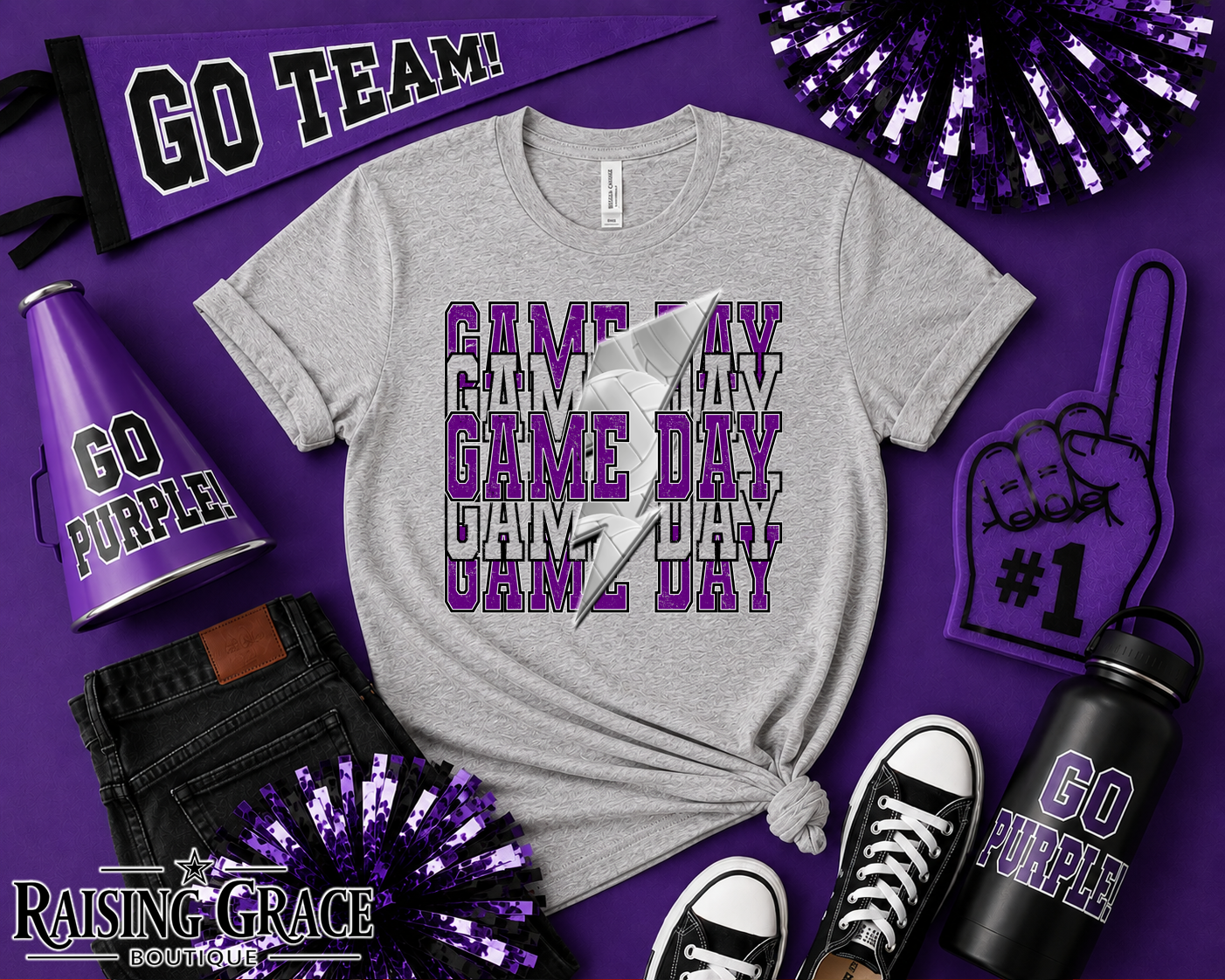 Game Day Volleyball Graphic T-Shirt | Purple Volleyball Tee | Sports Mom Shirt | Boutique Game Day Graphic Tee | Volleyball Season Shirt