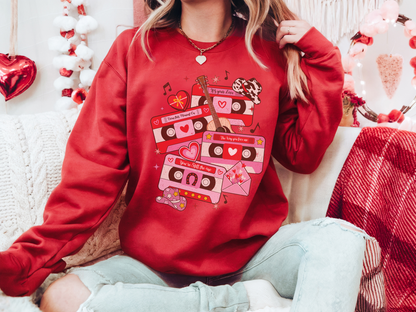 Western Valentine Cassette Sweatshirt | Adult Cozy Graphic Sweatshirt