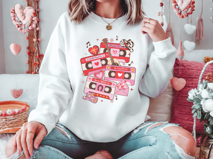 Western Valentine Cassette Sweatshirt | Adult Cozy Graphic Sweatshirt
