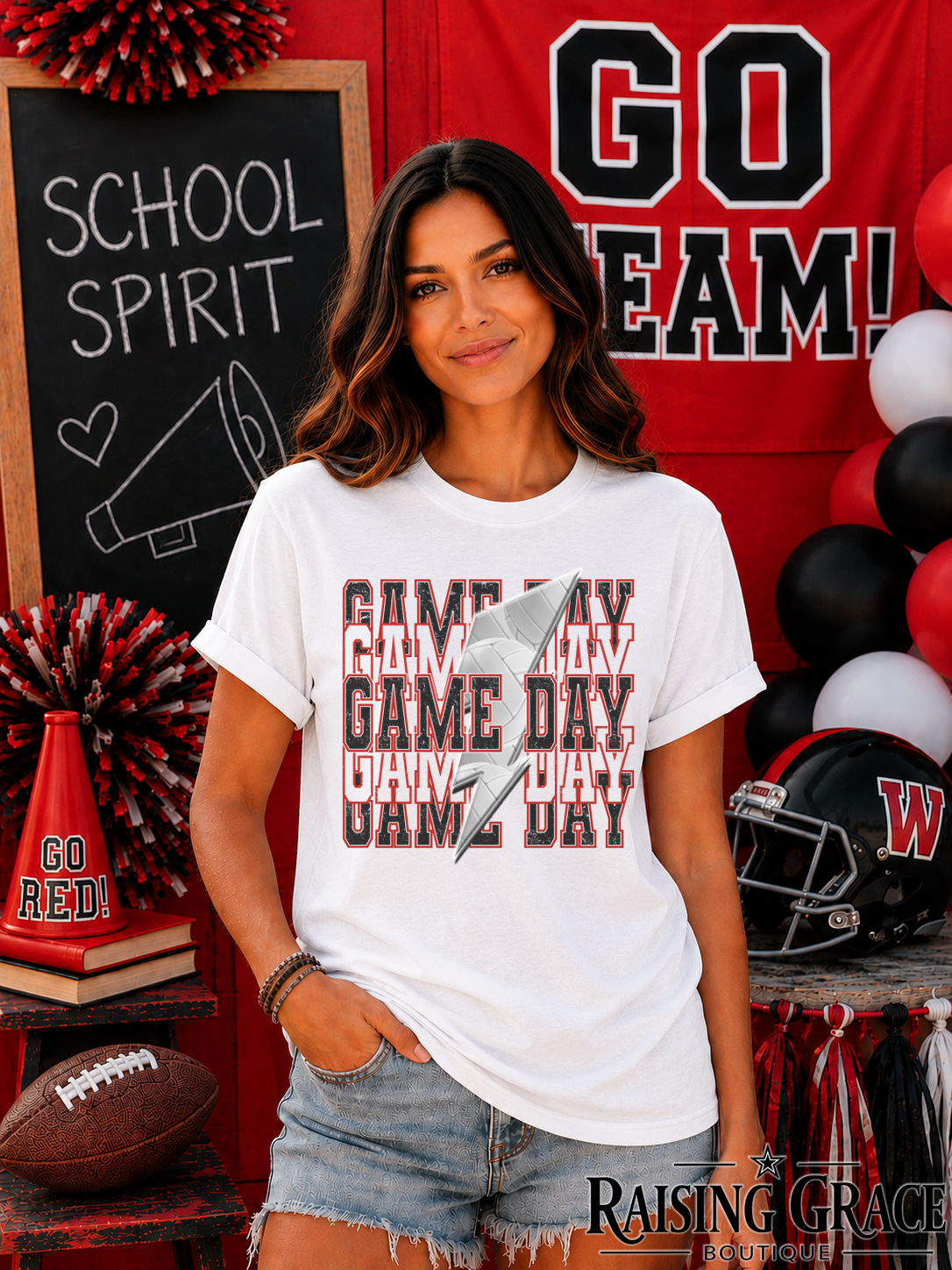 Game Day Volleyball Graphic T-Shirt | Black and Red Volleyball Tee | Sports Mom Shirt | Boutique Game Day Graphic Tee | Volleyball Season Shirt