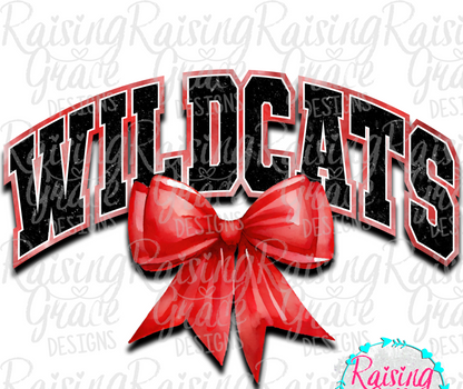 Wildcats With Red Coquette Bow T-Shirt | Comfort Colors Adult Spirit Tee
