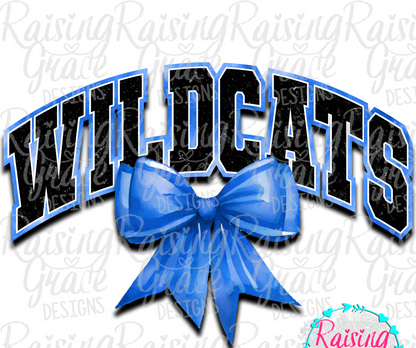 Wildcats With Blue Coquette Bow T-Shirt | Comfort Colors Adult Spirit Tee